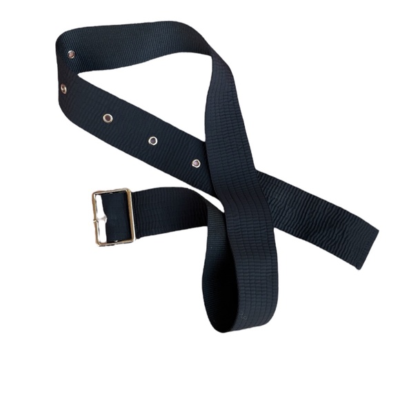 Women's Accent Fabric Belt Black w/Gold Hardware 45.5" Classic Accessory - Picture 1 of 3
